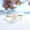 Matrimonio Kuoit Ghiaccio tritato 3CT Ovale 18K 14K 10K Anello in oro giallo 585 per le donne Nascondi Halo Matrimonio di fidanzamento di lusso 230915