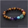 Kedja 8mm naturlig stengrön Aventurine Pyramid Armband Yoga 7 Chakra Gemstone Pärlor för män Kvinnliga smycken Drop Leverans Armband DHV24