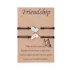 Charm Bracelets Fashion High Quantity Butterfly Bracelet Good Friend Alloy Wax Thread Knitting Friendship Card Set