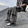 Men's Jeans Tie Dyed Oversized Cargo Pants 2023 Autumn Elastic Waist Casual Loose Straight Washed High Street Gothic