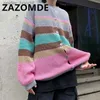 Mélanges de laine pour hommes ZAZOMDE Automne Hiver High Street Stripe Cardigan Rétro Pull Hip Hop Hommes Bouton Jumper Unisexe Loisirs Couple Pull Manteau Hommes L230919