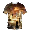 T-shirt da uomo 2023 Estate Uomo O-colletto T-shirt Stampa 3D Scacchi Stampa Camicia Stile moda Casual Tee Confortevole