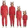 Bijpassende outfits voor familie 2023 Kerst Elandprint Volwassenen Kinderen Schattig Oor Capuchon Rompertjes Rits Overalls Jumpsuits Look 230918