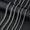 Stainless Steel Cuban Link Chains Necklaces For Men Women Black Gold Link Chain Chokers Necklace Solid Metal Hip Hop Jewelry 3mm 5mm 7mm