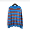 Herrtröjor Autumn Winter Round Neck Color Stripe Contrast Loose Mohair Knitwears Mens Pullovers Sweaters Overdimensionerade Female Clothes Vintage 230919