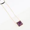 Pendant Necklaces Trendy Multi Colorful Square Natural Stone Necklace For Women Girls Gift Short Choker Neck Lanyards Wholesale Jewel