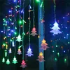 Cadenas LED Fiesta LED Luces de cortina de carámbano con árbol de Navidad 3,5 m 16 tiras Decoraciones de año nuevo 2024 Luces de ventana con 8 modos Luces de hadas HKD230919