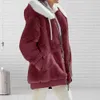 Kvinnorjackor Kvinnor Winter Coat Solid Color Long Hermes Zipper Cardigan Loose Warm Furry Plush Plus Size Lady Coat Winter Clothes 230919