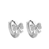 Boucles d'oreilles en argent Sterling 925 authentique, nœud papillon en cristal, à la mode, pour femmes et filles, bijoux cadeau de fête de mariage