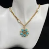 Ожерелья с подвесками из горного хрусталя в форме синего цветка, античная бронзовая цепочка, роскошное ожерелье, модный бренд-дизайнер для женщин, девушек, дам w210k