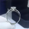 Anelli a grappolo Donna Classico 1 passaggio con diamante D Colore Moissanite Anello in argento sterling 925 con pietre a taglio brillante rotondo