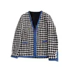 Giacche da donna NIGO Giacca in tweed a quadretti Cappotto Moda donna Nero Bianco Camicia con stampa completa Giacca cardigan allentata vintage #nigo6281 230919