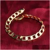 Chaîne Hommes 18K Bracelets Plaqués Or 6Mm 8Mm 10Mm 12Mm Chaînes À Maillons Cubains Bracelet Pour Femmes Rappeur Hip Hop Bijoux Cadeau Livraison Directe Dh0Lb