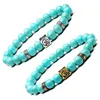 Beaded Update Turquoise Gemstone Beads 8Mm Yoga Strands Bracelet Ancient Sier Gold Box Natural Stone Bracelets For Women Drop Delivery Dhhpf