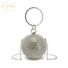 Torby wieczorowe srebrna mini okrągła piłka dla kobiet mody diamentów worka sprzęgła damskie łańcuch Messenger torebka FTB166 230918