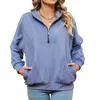 Women's Hoodies Hood Sweatshirt Women Ladies Oversized Sweatshirts Stand Collar Long Sleeve Solid Color Zipper Light Weight