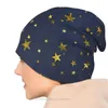 Beretti Cappelli da esterno stelle dorate su sfondo blu scuro testuriti con cappello sottile berretti speciali berretti berretti tappi per le orecchie da donna