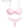 Bras Sets Bras Sets Push Up Women Bra Brief Steel Ring Comfortable Pink Sexy Sensual Brassiere Lingerie Set Hollow Panties Lenceria Femenina L230919