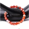 Bracciale con perline 7 Chakra Bracciale in pietra Fili a strisce Agata rossa Fascino di loto Testa di Buddha Braccialetti vulcanici Polsino per donna Uomo Moda Dr Dhk39