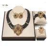 Necklace Earrings Set Jewelry Woman Wedding Traditional Dubai 18k Gold Plated Nigerian Accessories Bridal Jewellery