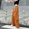 Pantaloni da donna Streetwear Donna Oversize Solid Cargo Elastico in vita con cordino Allentato Harajuku Hip Hop Pantaloni sportivi a gamba larga casual 2023 230919