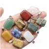 Pendant Necklaces Square Rectangar Crystal Stone For Earrings Necklace Keyring Healing Gemstone Charm Jewelry Drop Delivery Pendants Dhbr9