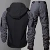 Tactical Men's Tracksuits Waterproof Jacket Set Men Combat Training Suit Outdoor Soft Shell Work Wear Swat Army Hooded Jackets Pants 2 PCS Set 230919