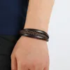 New Design Multi-layers Handmade Braided Leather Bracelet Bangle For Men Male Hand Jewelry For Birthday Gift