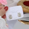 Studörhängen Korea Design Fashion Jewelry 14k Real Gold Plated Zircon Color Leaf Flower Elegant Sweet Women's Daily Earring