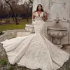 Arabski Aso Ebi Ebi luksusowe koronkowe sukienki ślubne syrena Sheer szyi sukienki ślubne vintage sukienki ślubne ZJ034227Q