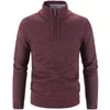 Kvinnors tröjor Vinter Men s fleece tjockare tröja halv dragkedja Turtleneck varm pullover kvalitet manlig smal stickad ull för våren 230919