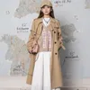 Damenjacken, Frühherbst, koreanischer Stil, schicker dünner Windjacke für Frauen, Umlegekragen, lange Ärmel, lockerer Mantel, zweireihig, 230918