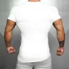 Costumes pour hommes A2699 Marque Solide Vêtements Gyms T-shirt Hommes Fitness Coton Serré Slim Fit T-shirt Hommes Bodybuilding Haut D'été Blanc