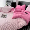 Bedding sets INS Nordic Style Solid Color Set Twin Full Queen Size Bed Linen Adults Kids Microfiber Pink Flat Sheet Pillowcase 230919