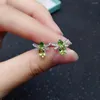 Stud Earrings Fashion 925 Silver Bee For Young Girl 4mm 6mm VVS Grade Natural Peridot Sterling Jewelry