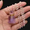 Pendant Necklaces Natural Amethysts Perfume Bottle Necklace Stone Essential Oil Diffuser Pearl Chain Length 80cm313u