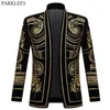 Mäns kostymer blazers lyxiga barock guldblommor broderi blazer jacka män sjal lapel sammet cardigan blazers män bröllop parti prom kostume homme 230919