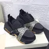 Women Top quality Designer Men Sneakers B Bold low top neoprene leather Sneakers Shoes Thick Sole height increasing sports shoes Size 35-46 des chaussures