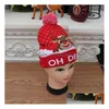 Exquisite Christmas Hat Knitted High Grade Cloghet Beanie Cap Party Decoration Kids Adt New Year Gifts Drop Delivery Dhrh6