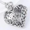 Pocket Watches 100st/Lot Fashion Silver Heart Shaped Flip Quartz Halsband Kvinnor Män gåva grossist