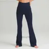 Lu-088 Groove Fitness Gym Women Yoga Pants Elastic Wide Leg Flare Leggings High Waist Thin