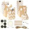 Present Wrap 24sets Tack Kraft Paper Bags Prickar Zigzag Wedding Birthday Party Favor Bag Packing Bakery Cookies Supplies