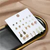 Stud Earrings 2023 Vintage Acrylic Gold Crystal Small Sets For Women Girls Star Heart Ear Drop Round Female Fashion Jewelry