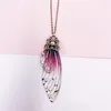 Pendentif Colliers Fée Violet Dégradé Résine Papillon Pour Femmes Clair Acrylique Or Couleur Métal Papillons Collier Ras Du Cou