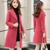 Men's Wool Blends Fashion 2023 Spring Autumn Women New Korean Anti-pilling Suit Collar Mid-length Woolen Coat Female Slim Loose Jacket Trend A680 L230919