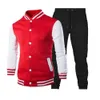 Matching Casual Men Piece Sets Baseball Long Sleeves Jacket Tops + Sweatpants Suit Tracksuits Workout Outfits Uniform