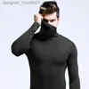 Kvinnors termiska underkläder 2022 NYA MENS THERMAL TURTLE NACK Skivvy Turtleneck Sweaters Stretch Shirt Topps T-Shirt Men Men's Underwear Running Skinny Gym L230919