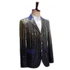 Mäns kostymer blazers Hoo Men's Colorful Meteor Gradient Sequin Blazer Three Button Host Bar Shiny Catwalk Blazer 230919