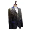 Costumes pour hommes Blazers HOO hommes coloré météore dégradé paillettes blazer trois boutons hôte barre brillant passerelle blazer 230919