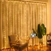 Julekorationer 6m LED -gardin Garland på fönstret USB String Lights Fairy Festoon Remote Control Wedding For Home Room 230919